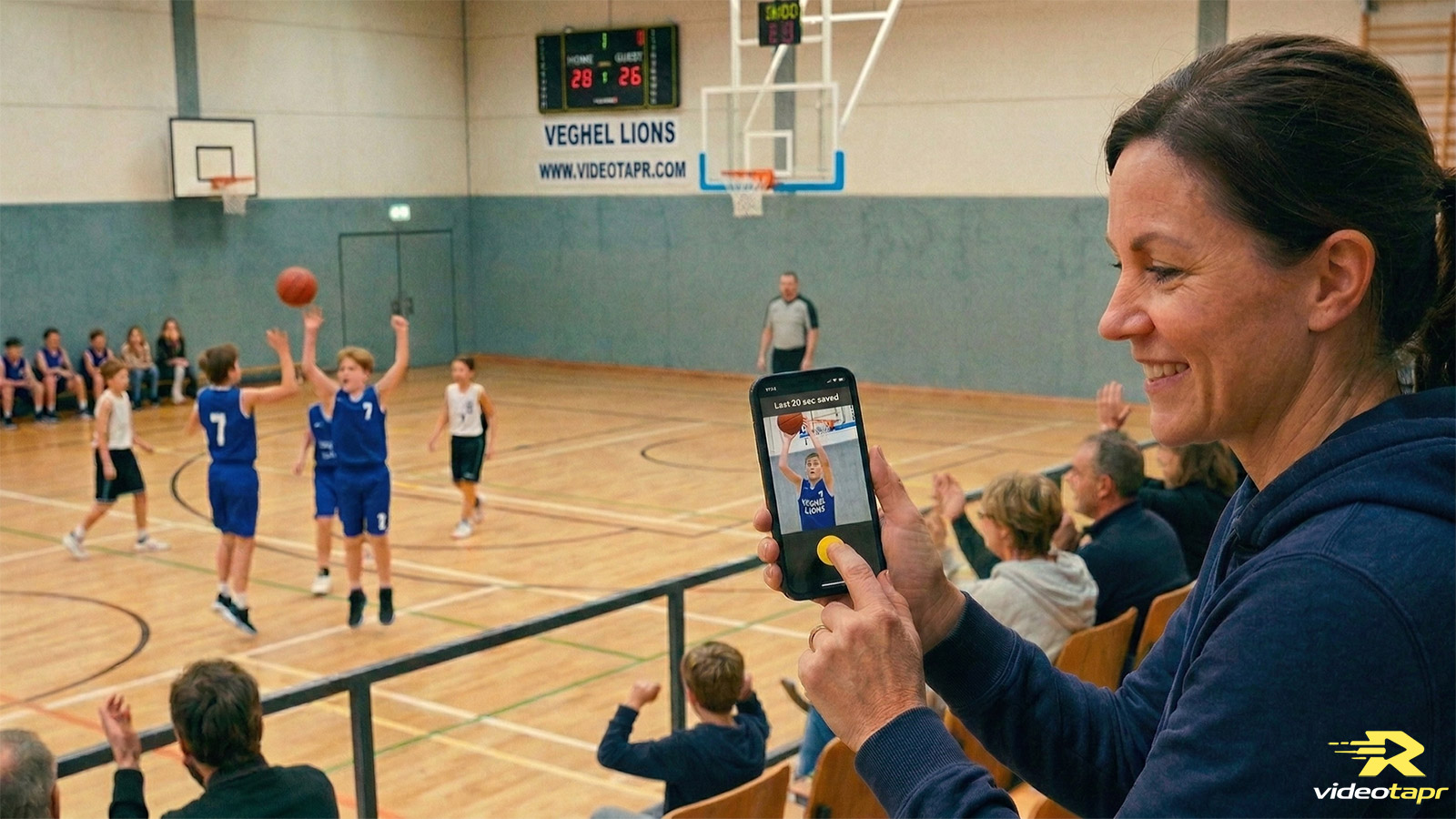 Parent watching child's basketball game